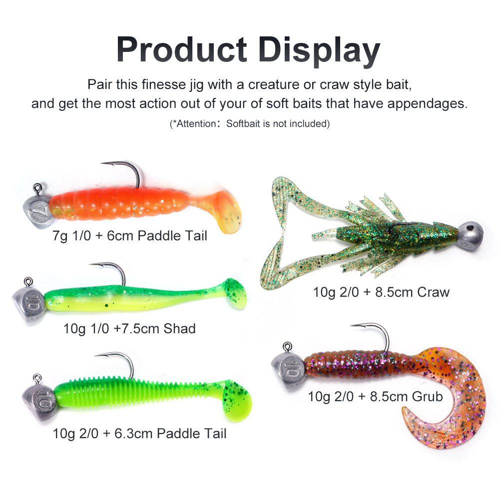 Noeby Jig Head 7g 10g 1/0 2/0  - Fishing Hook Offset 评论和价格
